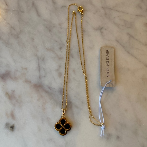 Rachel Zoe NWT initial 'S' black onyx/gold necklace - Picture 4 of 4